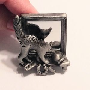 Cat in Mirror Brooch